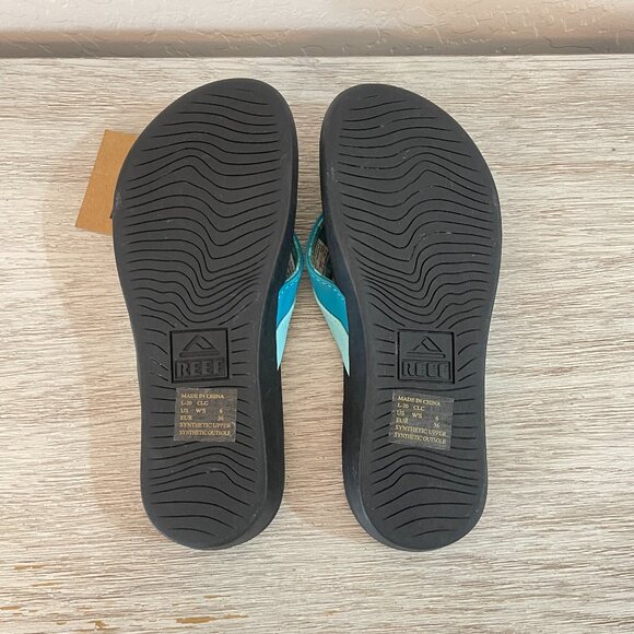 New Reef Sandals 6 Ortho Bounce Aqua Turquoise Blue Thong Flip Flops NWT - Picture 9 of 12